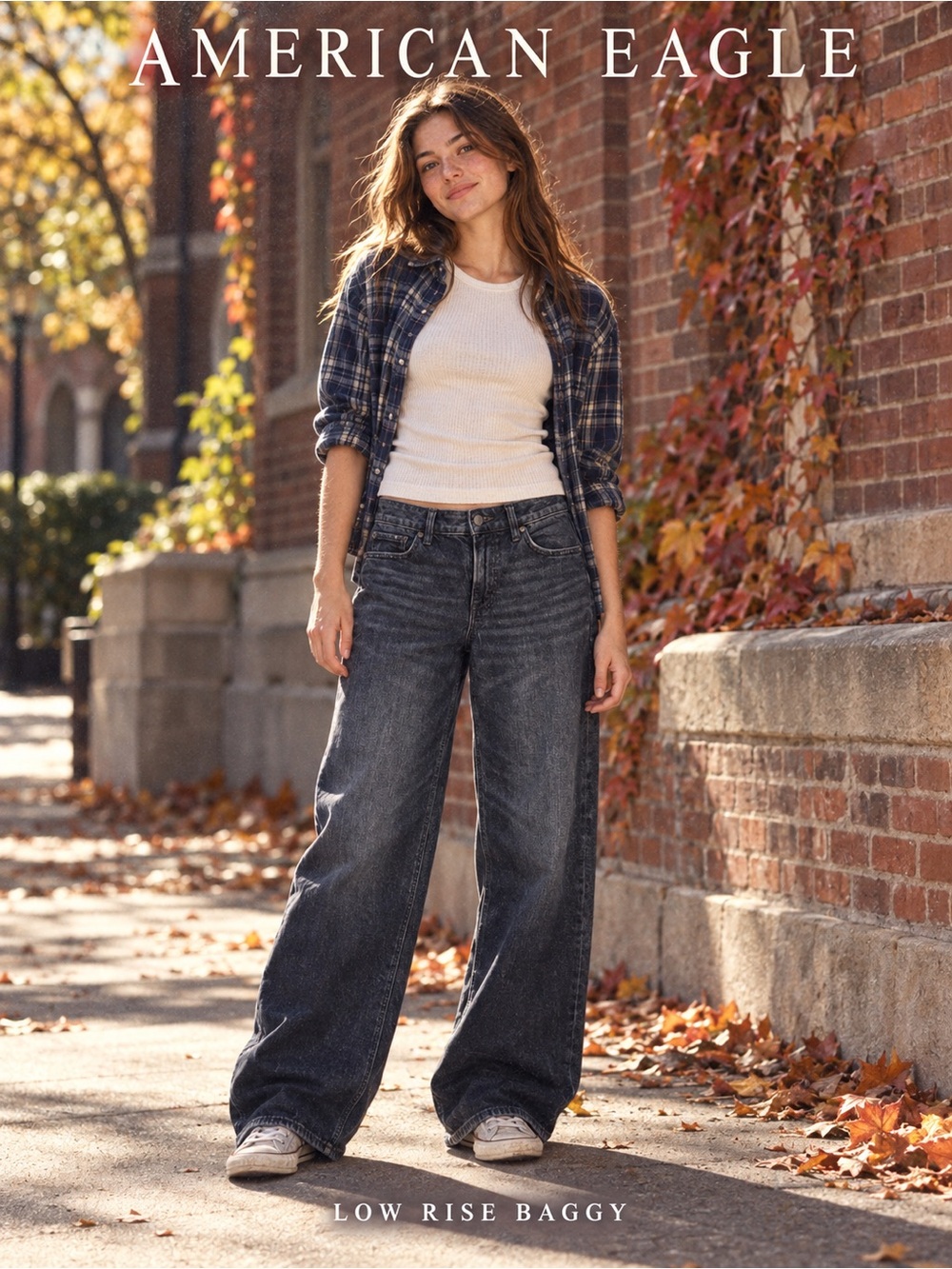 American Eagle Low Rise Baggy Wide Leg Jeans Charcoal Wash 4 Short